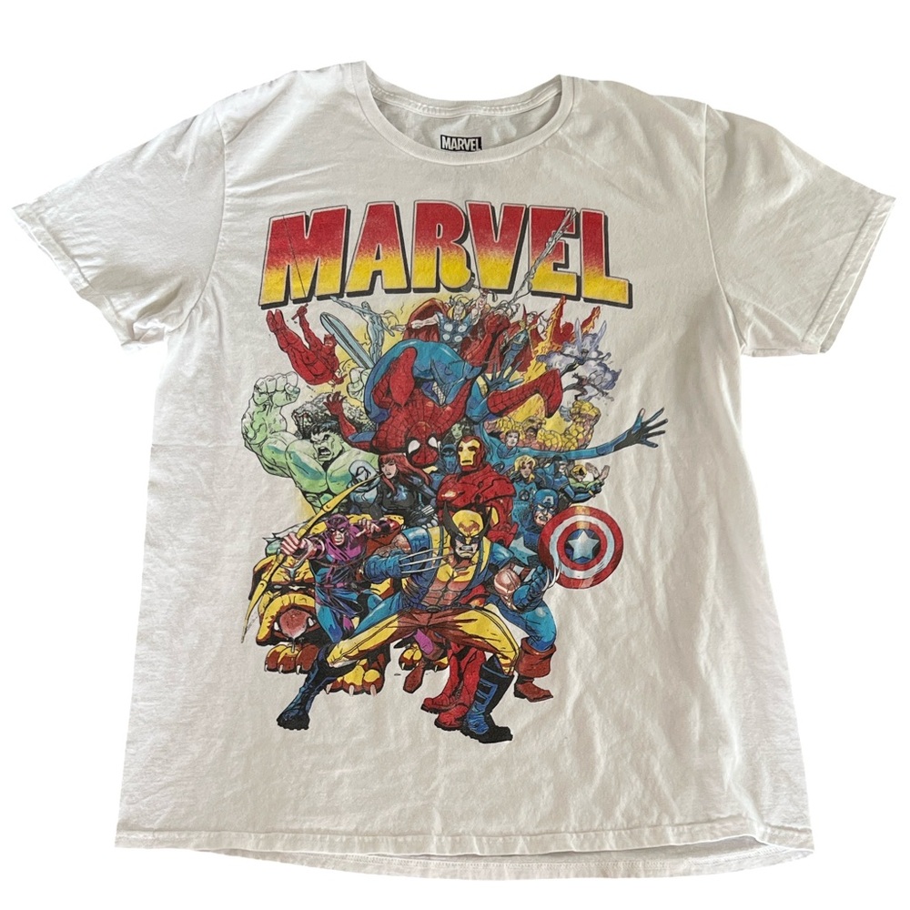 Marvel Superheroes Graphic T-Shirt Retro Y2K White Unisex Large